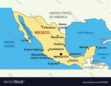 Map of United States and Mexico